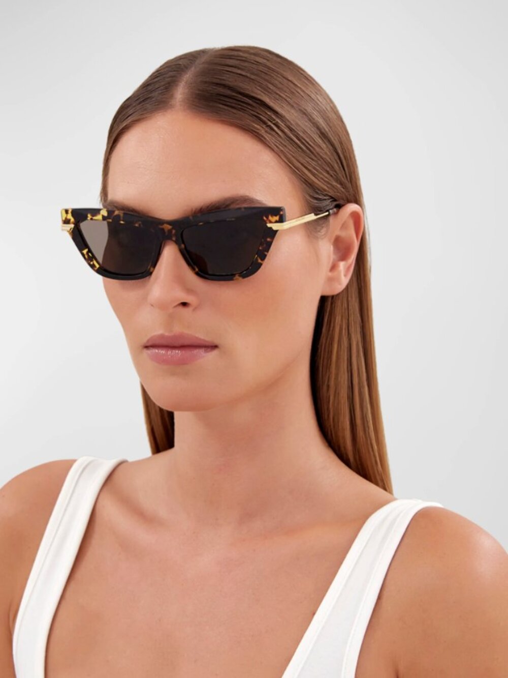 Bottega Veneta Logo Mixed-Media Cat-Eye Sunglasses